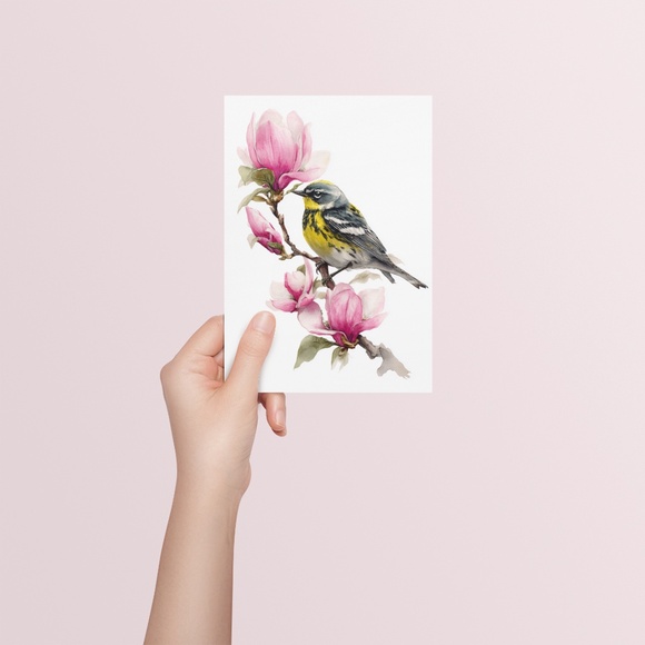 Watercolor Magnolia Warbler Bird Portrait Wall Art Print Poster , Unframed - Picture 5 of 7